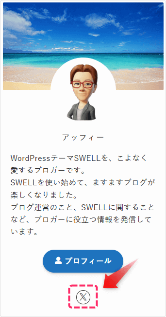 SNSアイコンが表示される