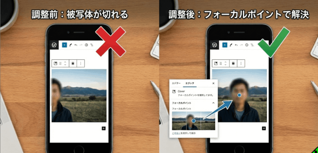 スマホでのフォーカルポイント調整