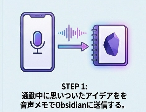 通勤中に思いついたアイデアを音声メモでObsidianに送る